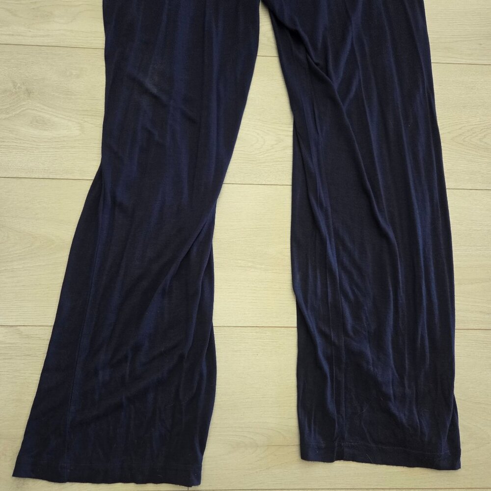 Womens Wide-Leg Jumpsuit Medium Blue Romper Spaghetti Strap Pallazo Navy - Picture 2 of 7